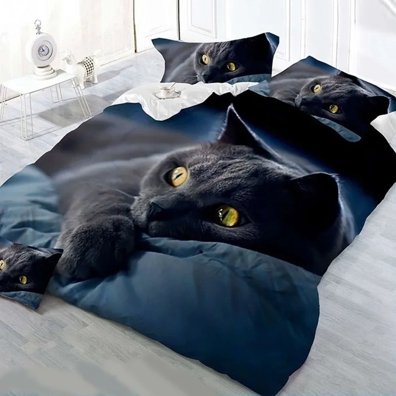 

New Animal 3D Bedding Set Luxury Europe and America Design Bedding Set Soft Cat Printing Duvet Cover Pillowcase Set Beddding