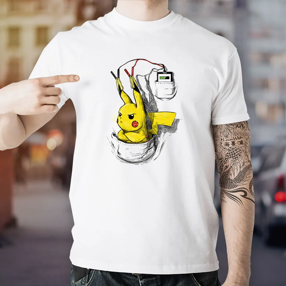 I Am Pikachu Not power charger футболка классная модная с короткими рукавами в стиле поп аниме