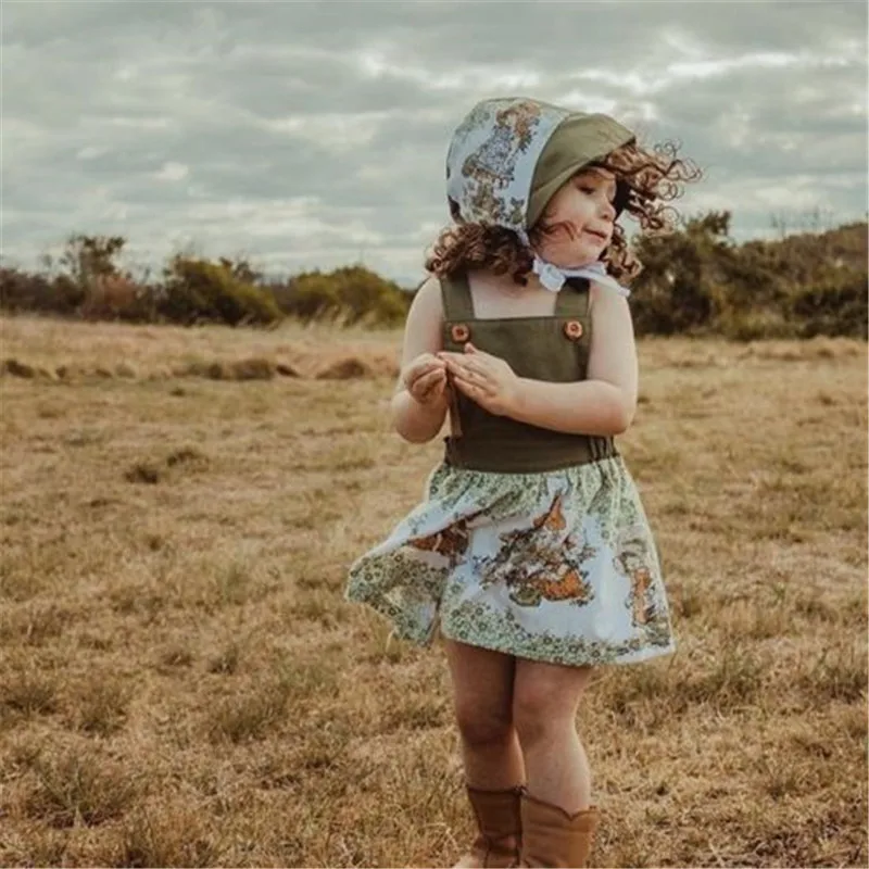 

Lovely Girl Vintage Style Summer Sleeveless Dress Princess Pleated Cotton Mini Dress For Cute Girls