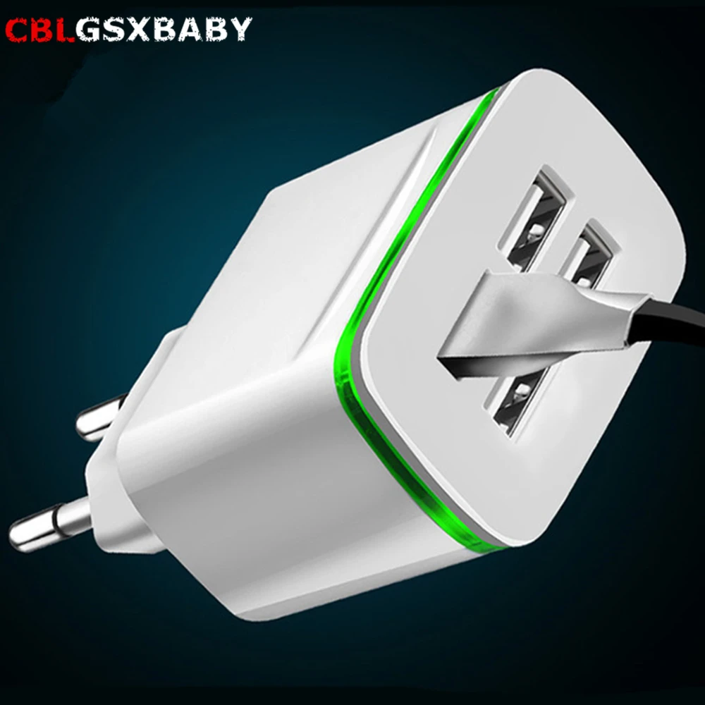 

CBL EU Plug 2/4 Ports LED Light USB Charger 5V 2A Wall Adapter Mobile Phone Micro Data Charging For iPhone iPad Samsung