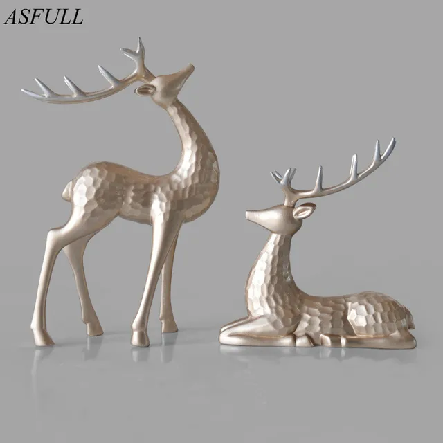 Asfull Creative Home Decor Living Room Desktop Decoration Office Asfull Creative Home Decor Living Room Desktop Decoration Office Decorative Animal Elk Resin Deer Figurine Ornaments