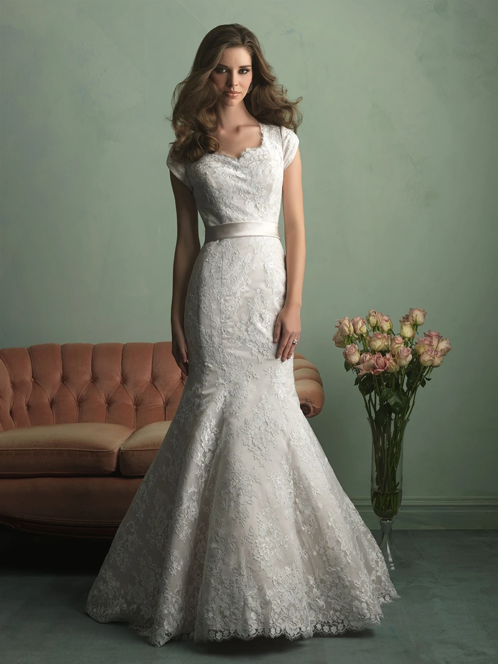 Mermaid Modest Wedding Dresses 2019 Cap Sleeves Vintage Lace