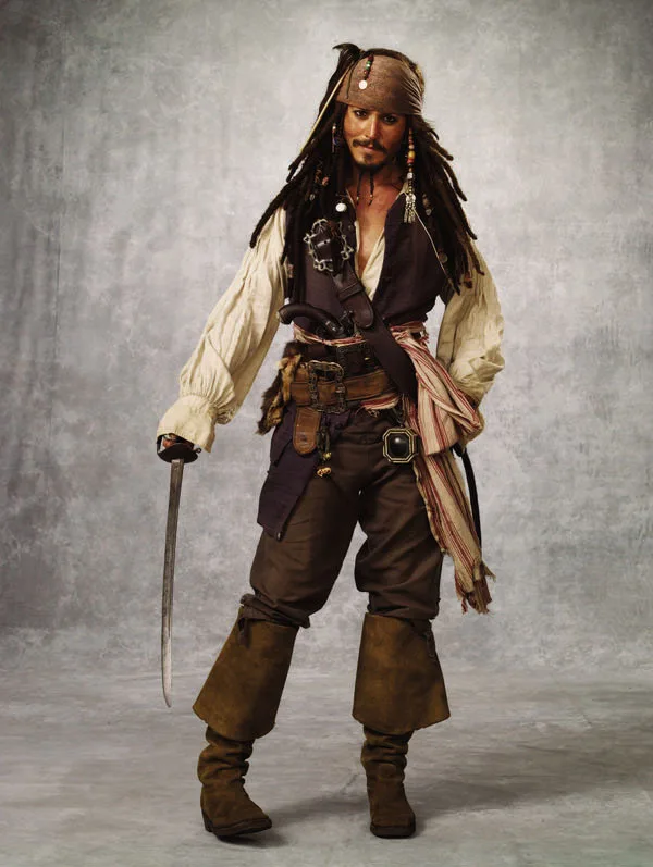 Jack Sparrow Costume Clothes full set of Movie Pirates of the Caribbean