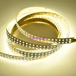 Двухрядные 240 светодиодный S/M DC24V 19.2 Вт/м SMD 3528 5 м светодиодный гибкая Light 1200 светодиодный с полосой теплый белый светодиодный лента
