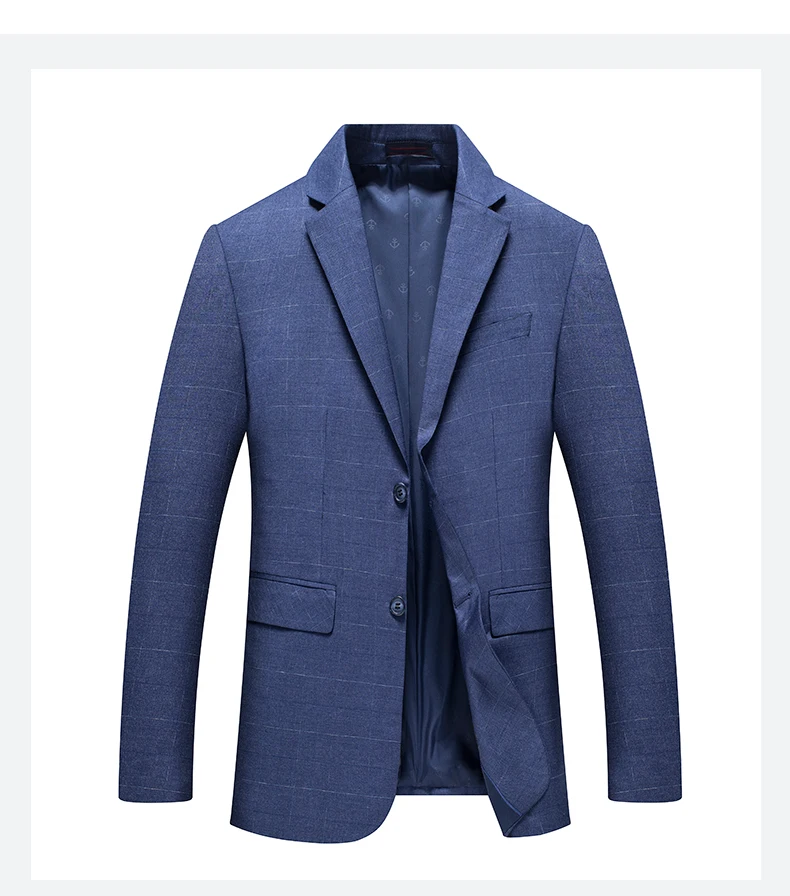 Большие размеры Blue Мужская синяя клетчатая куртка корейский цельный Бизнес Тонкий маленький костюм мужской топ