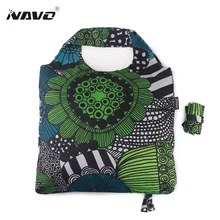 NAVO Brand Pongee fabric shoping bag foldable reusable grocery bags polyester shopping bags fashion designer casual tote bag