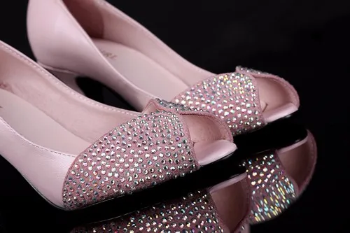 Женская дешевая обувь на шпильке больших размеров: 4–15 новые роскошные туфли из натуральной кожи с открытым носком и стразами женские туфли-лодочки для свадьбы вечеринки