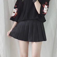 Женская черная плиссированная юбка в японском стиле, косплей, юбка с высокой талией, женские мини-юбки, короткие