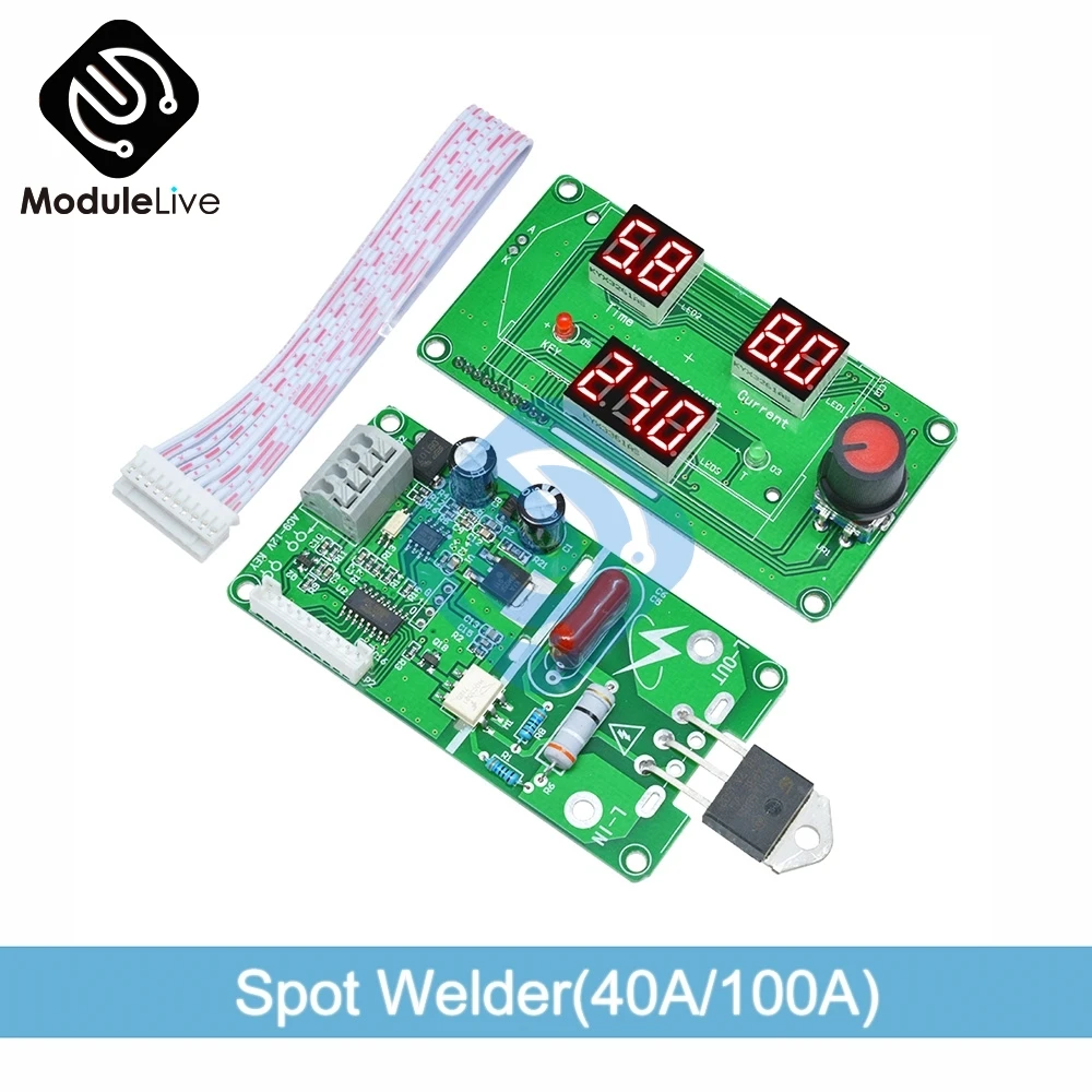 Цифровой ЖК-дисплей один импульсный кодировщик точечной сварочной машины Контроль времени цифровой трубный Сварочный Модуль платы 40A/100A красный