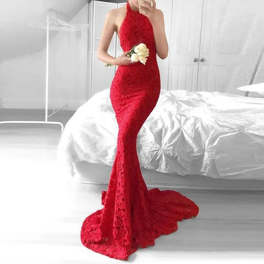 

New Elegant Women Lace Sleeveless Formal Wedding Bridesmaid Long Party Ball Prom Gown Dress Womens Long Dresses