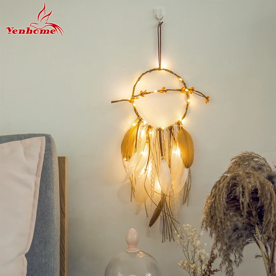 LED Strip For Girl Room Bell Feather Beads Bedroom Romantic Car Decor Dream Catcher Wall Hanging Home Decor Dreamcatcher Lights LED Strip For Girl Room Bell Feather Beads Bedroom Romantic Car Decor Dream Catcher Wall Hanging Home Decor Dreamcatcher Lights