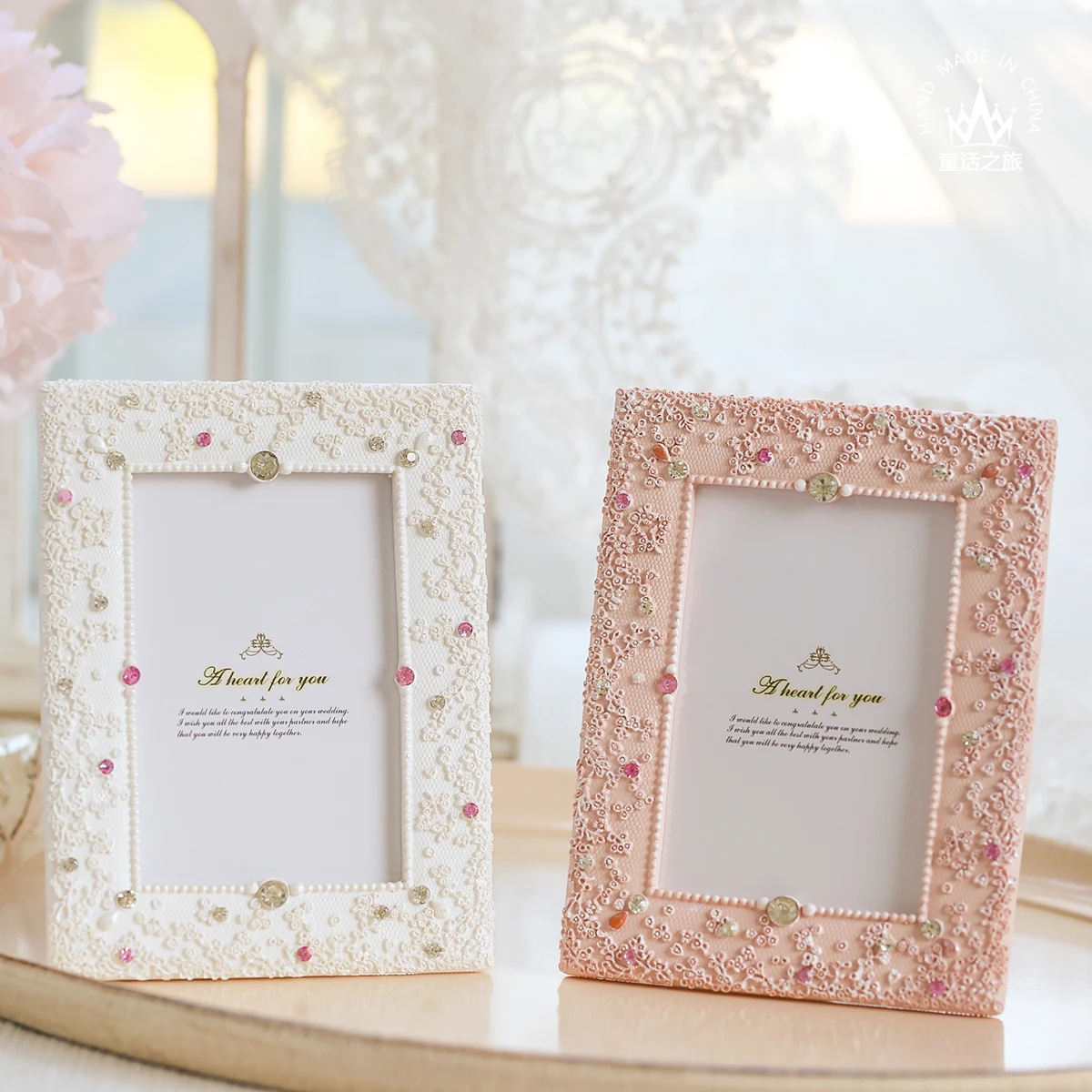 

Korean Lace Picture Frame 5 Inch Photo Frame White Pink Wedding Photo Frame Wedding Gift Wedding Picture Frame Home Decor