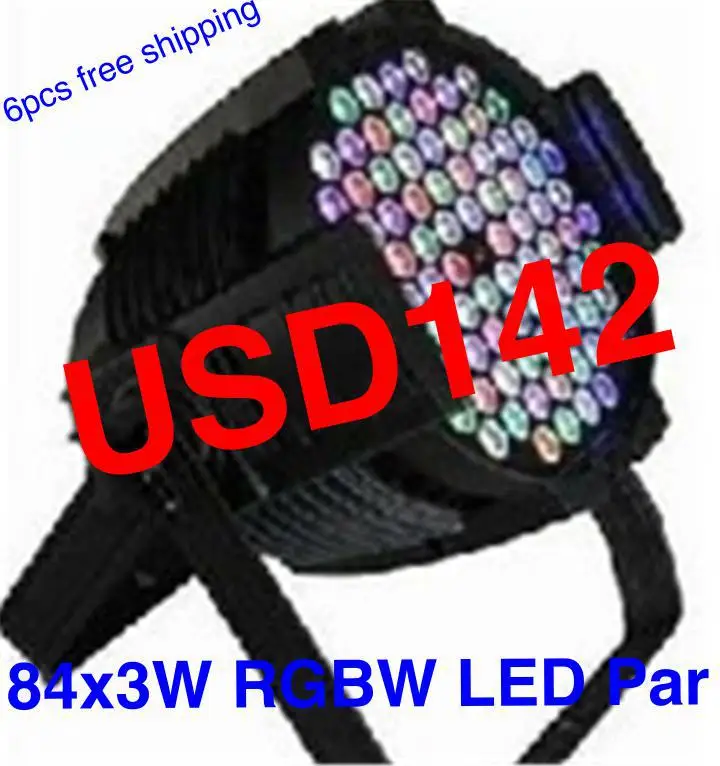 

6pcs/Lot,84pcs x 3W RGBW LED Par Lights(R18,G22,B22,W22) disco lighting,dmx light,led stage light