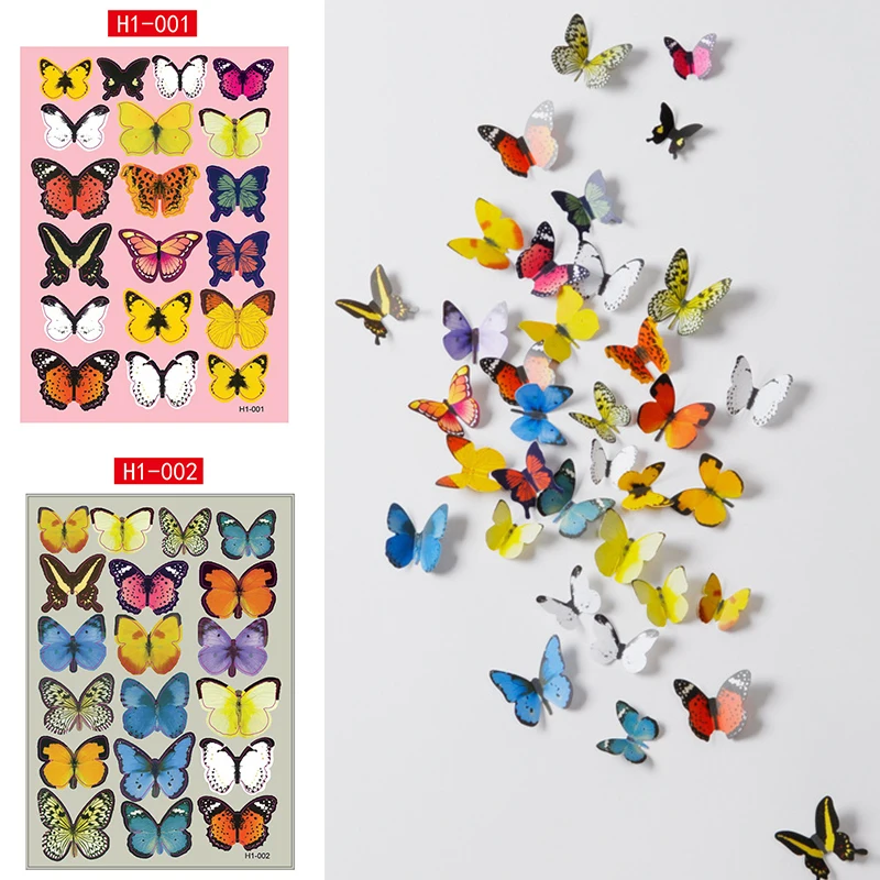 

19pcs 3D Butterfly Wall Sticker Creative Floral Stickers Decorative Mural Child Rooms Stiker DIY Wall Decals