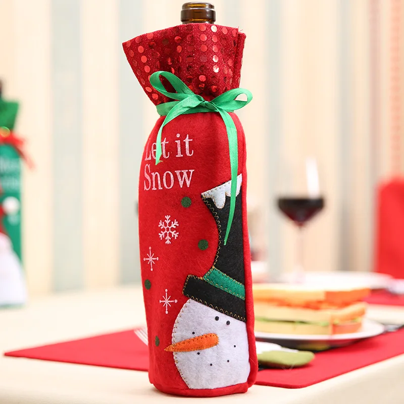 Рождественский чехол для бутылки вина, чехол для рождественские украшения для дома, Санта-Клаус, олень, бутылка, одежда, украшение для кухни, новогодние подарки - Цвет: Snowman head