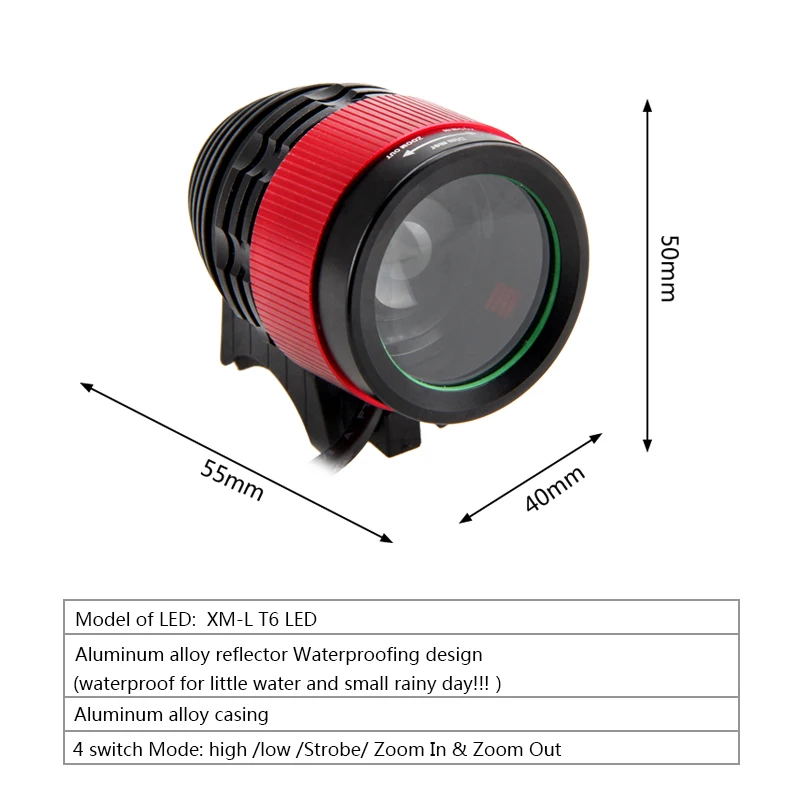 1000lm XM-L T6 светодиодный Фокусировочный велосипедный светильник, головной светильник, велосипедный светильник, передний 8,4 в 18650 перезаряжаемый аккумулятор, велосипедный подарок