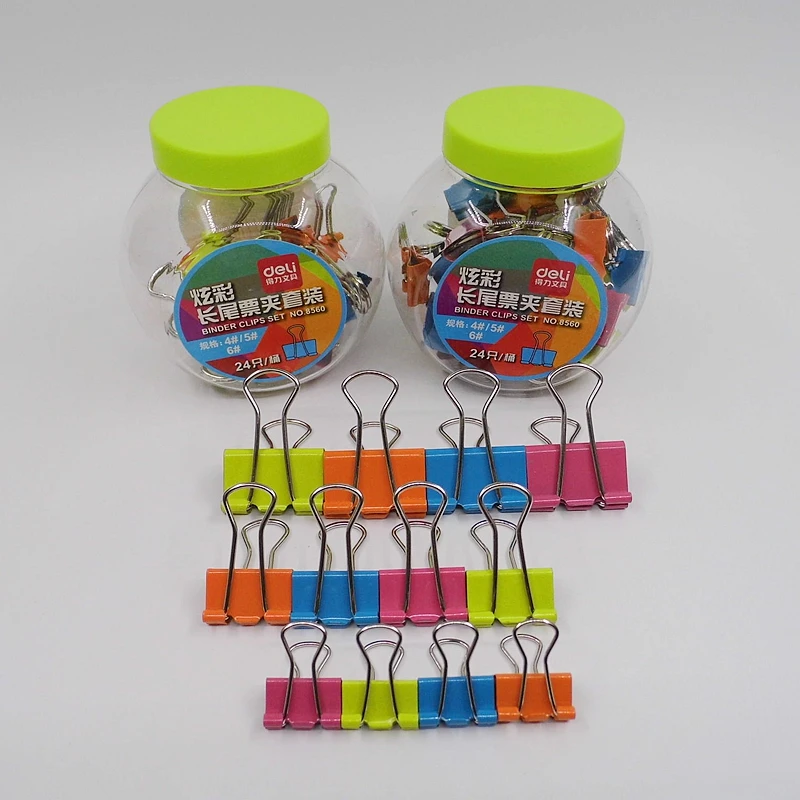 

[Deli] (24 Pieces/Pack) 2.5cm 2cm 1.5cm Colored Metal Binder Clips For Memo Paper Office Supplies School Stationery No.8560