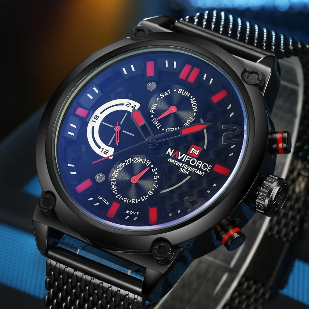 naviforce black chain watch