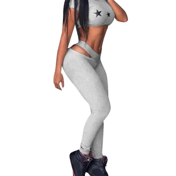 

Gray Solid Popular For Women's Leggings Casual Mid Waist Elastic Pants Length Fitness Sweatpants Pants For All Season 2019 Hot