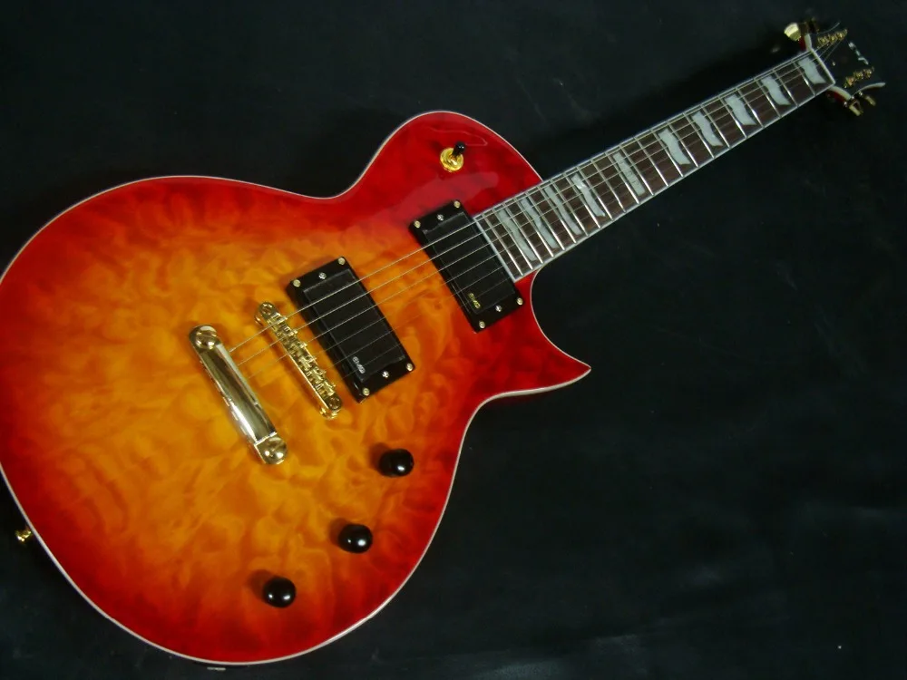 

new ES P cherry sunburst CUSTOM SHOP quilted top LTD iron cross CS Metallica LP guitar Eclipse HORIZON can be active EMG pickups