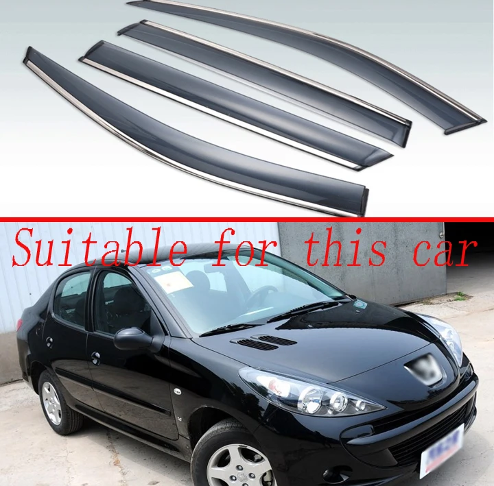 

For Peugeot 207 2010 2011 2012 2013 2014 Plastic Exterior Visor Vent Shades Window Sun Rain Guard Deflector 4pcs