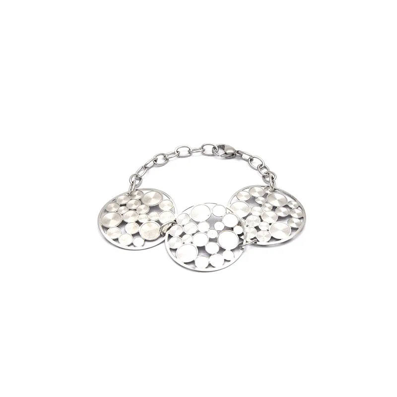 

new variety of stylish wholesale stainless steel silver color bracelets round creativity personality for women Br052026