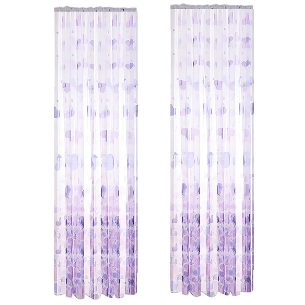 2 ткань в форме сердца шторы тюль обработки окна тюль с драпировкой подзор для гостиная s декоративные окна экран#007 - Цвет: Фиолетовый