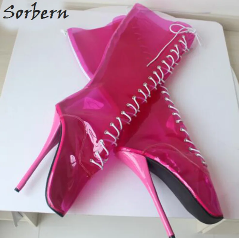 Través De Sexy Mujer Botas La Encaje Ballet Pierna Para Tacones Tamaño A Sorbern Zapatos Rosy Tacón Altos Señora Damas Fetiche Red Ver dzwtxq