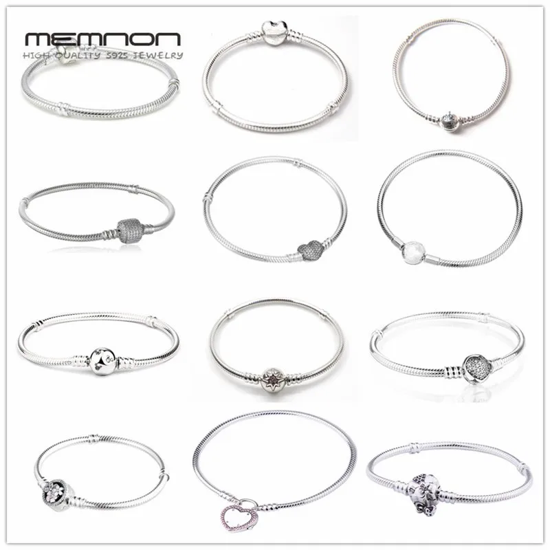

Memnon 925 sterling silver fine jewelry many kinds of Bracelets for women fit charms beads DIY silver snake chain bracelet YL001