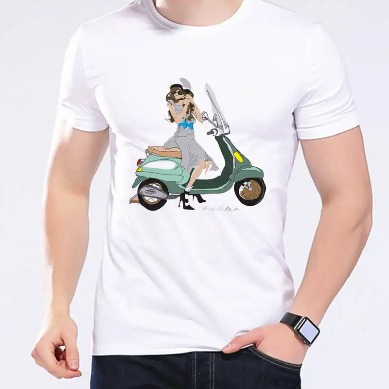 Новая летняя мода Vespa винтажная мотоциклетная цифровая струйная печать мужская с