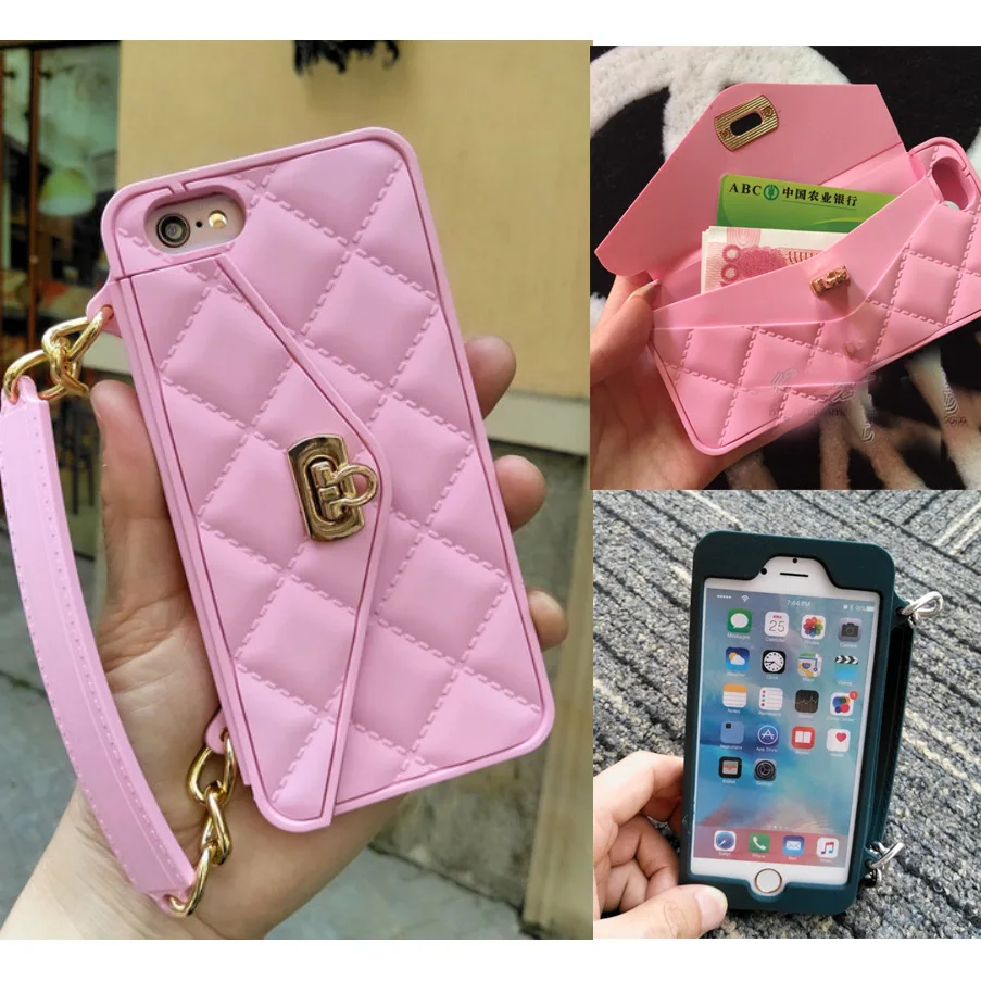 

Luxury Fashion Soft Silicone Handbag Wallet Phone Case Bag Full Protection Back Cover for iPhone 6 6s Plus 7 7Plus 8 8Plus
