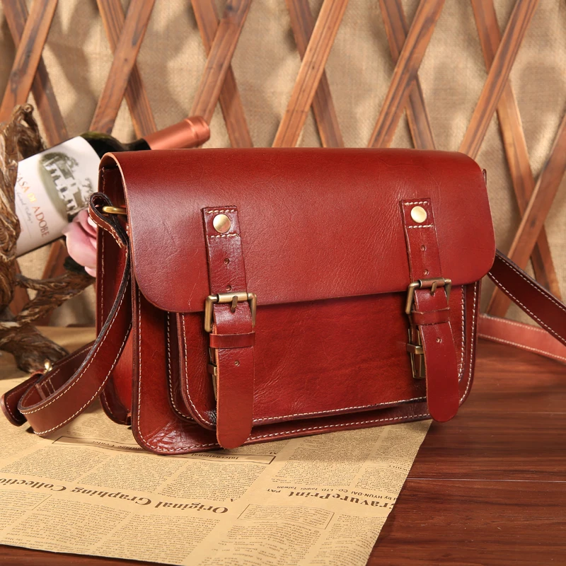 Vintage Red Satchel Retro Leather Handbags Uk Patent Vintage Red Satchel Retro Leather Handbags Uk Patent British Style Genuine Las