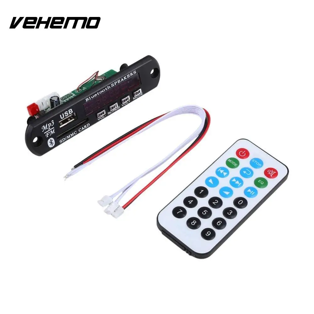 

Vehemo USB Bluetooth Hansfree SD FM Radio MP3 Decoder Board 12V Audio Module +Remote