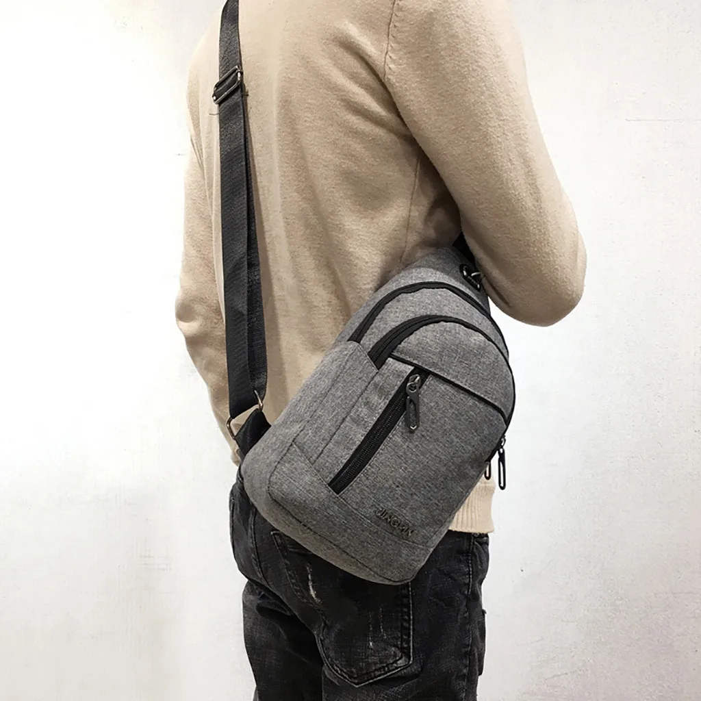 

Men Small Bag Wild Messenger Bag Fashion One Shoulder Plaid Chest Bag
