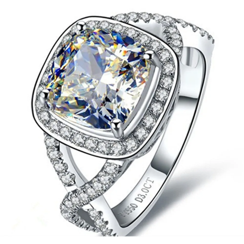Тестовое положительное подлинное Твердое 18K белое золото ювелирные изделия 3CT