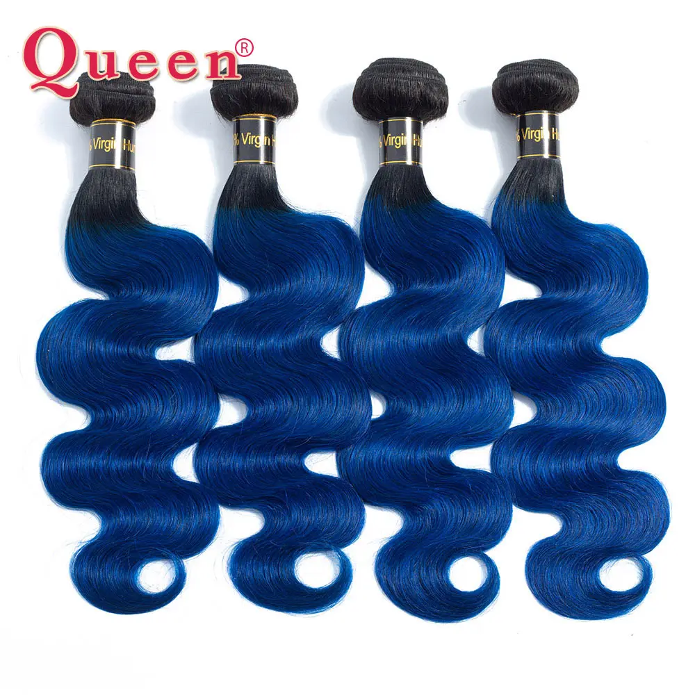 Queen Hair Products бразильские объемные волнистые 1/3/4 пучки волос 1B/синие темные корни