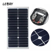LEORY 20W 12V Solar Panel Semi Flexible Solar Cells With 300cm Cable For Car Batteries RV Boat