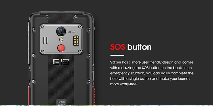 ELEPHONE Soldier 4GB RAM 64GB ROM Helio X25 MTK6797T 2.5GHz Deca Core 5.5 Inch Corning Gorilla Glass 3 2K Screen  Support Side Fingerprint Unlock NFC SOS Gravity Induction Android 8.0 IP68 4G LTE Smartphone