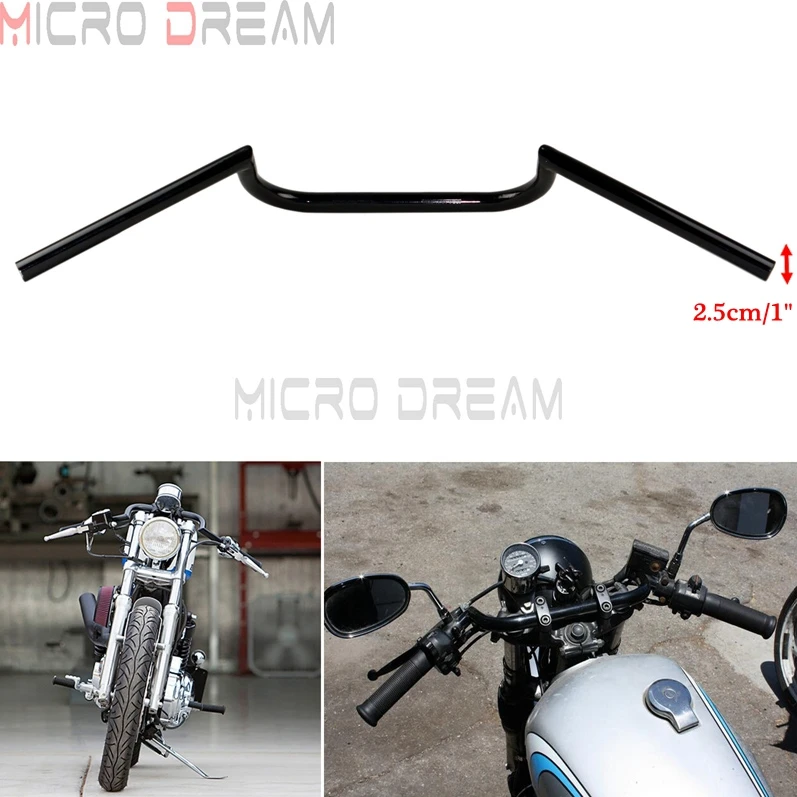 Черный 1 ''/25 мм мотоцикл Clubman Руль Кафе Racer 4&quot Rise Handle Bars для Harley Dyna Softail Touring Bobber