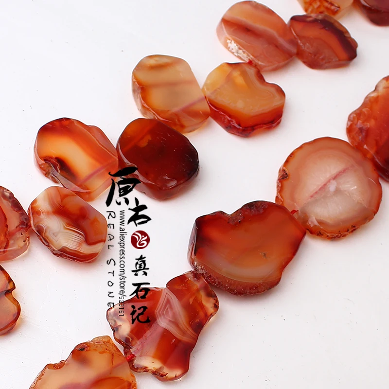 

Natural Red A gate Slice Nugget Loose Beads Strand Drilled Polished Slab Semi-precious Gem Stone Pendant DIY Making