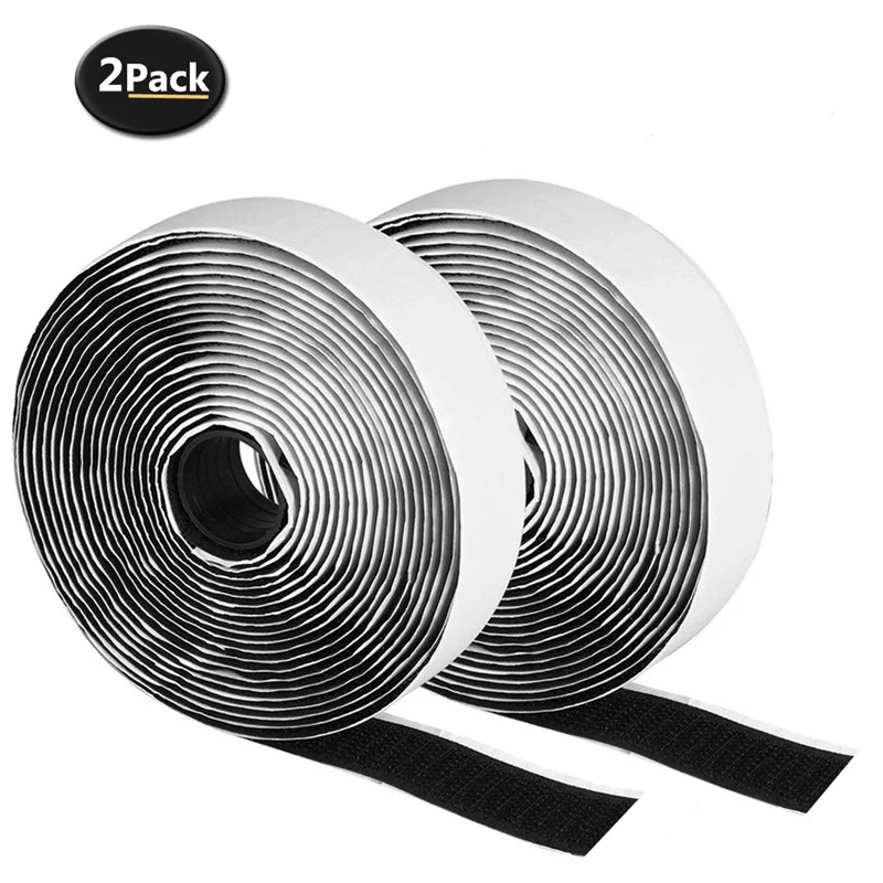 

2 Rolls 4M/5M Black Hook and Loop Self Adhesive Fastener Strong Strip Magic Tape Nylon Sticker Adhesive Tape Velcro Cable Gadget