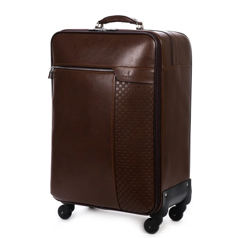 Genuine leather luggage 18/20/22/24/26 inch Travel suitcase,Spinner ...