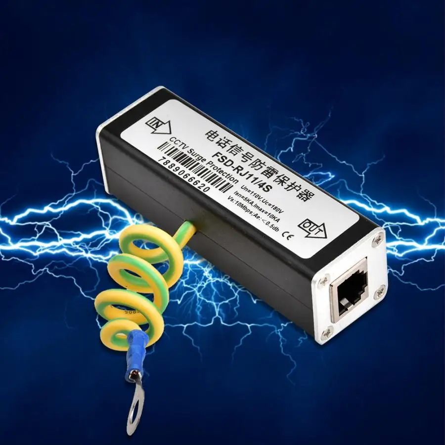 RJ11 Telephone Fax Surge Protector Lighting Thunder Arrester Protection Device 110V lightning arrester protezione fulmini - Famidy.com