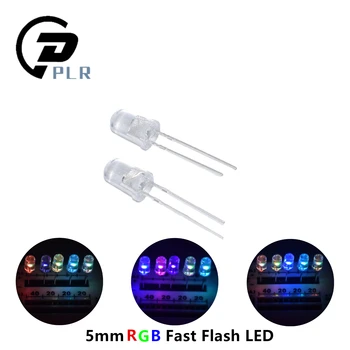 

500pcs 5mm Fast/Slow RGB Flash Red Green Blue Rainbow Multi Color light emitting diode Round LED Transparent F5 Full color