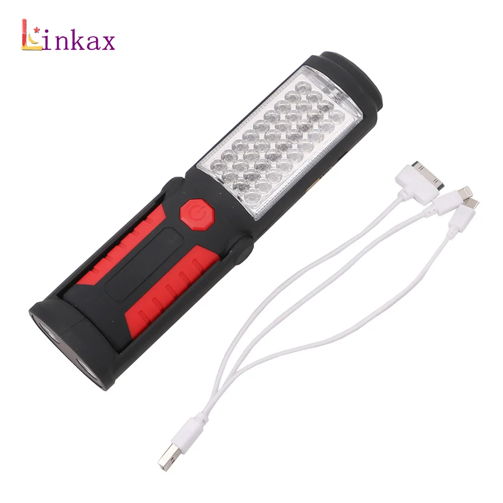 36+5LED COB LED Work light USB Rechargeable Flashlight Torch Lantern Camping Work Lamp Built-in Battery Magnet Hook