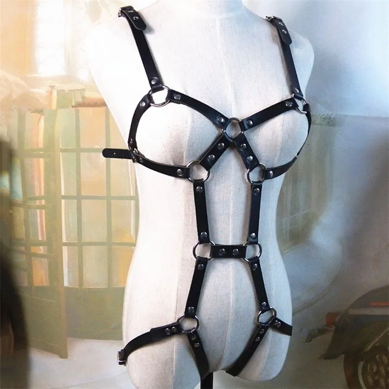 Металлические заклепки из искусственной кожи грудь талия бедра ремни женское белье боди ремень набор сексуальный регулируемый боди бондаж наряды с ремнями