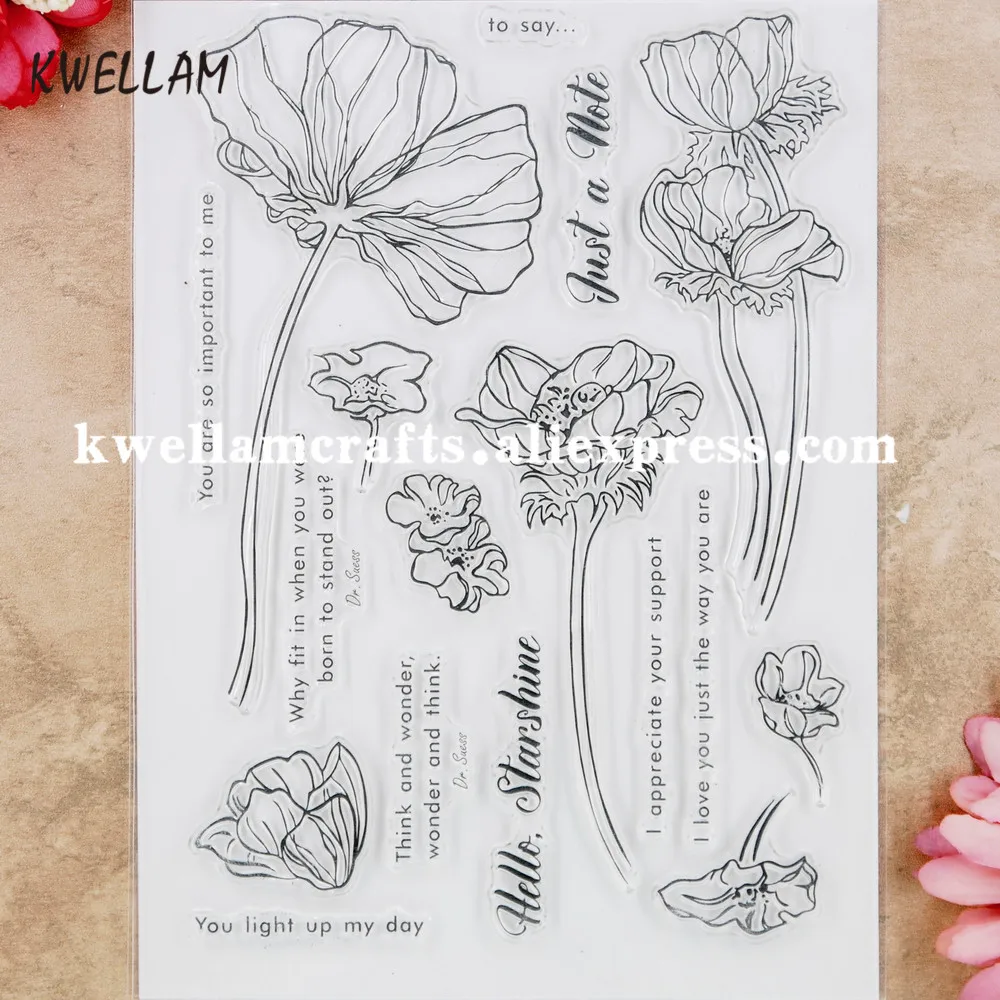 

Flowers Hello Starshine Just a Note You light up my day Scrapbook photo cards rubber stamp clear stamp transparent stamp 9060513