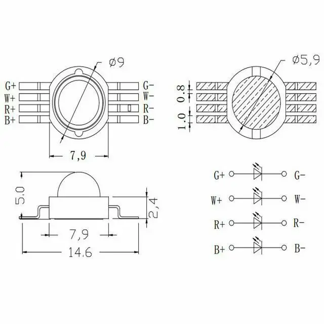 1 5 шт./лот LED RGBW 4 в для светодиодного освещения RGBW/RGB светодиодные чипы