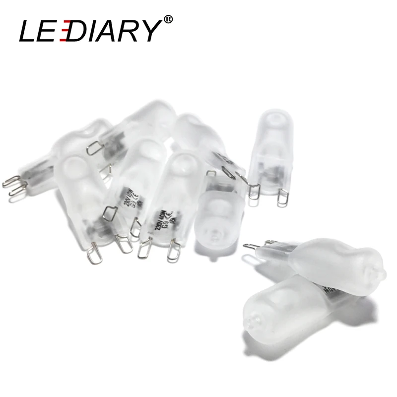 LEDIARY 10 шт Матовый галогенные G9 затемнения лампы 220 V-240 V лампы 20 W/40/60 W Стекло галогенной лампы G9 2700 K теплый белый для люстры - изображение