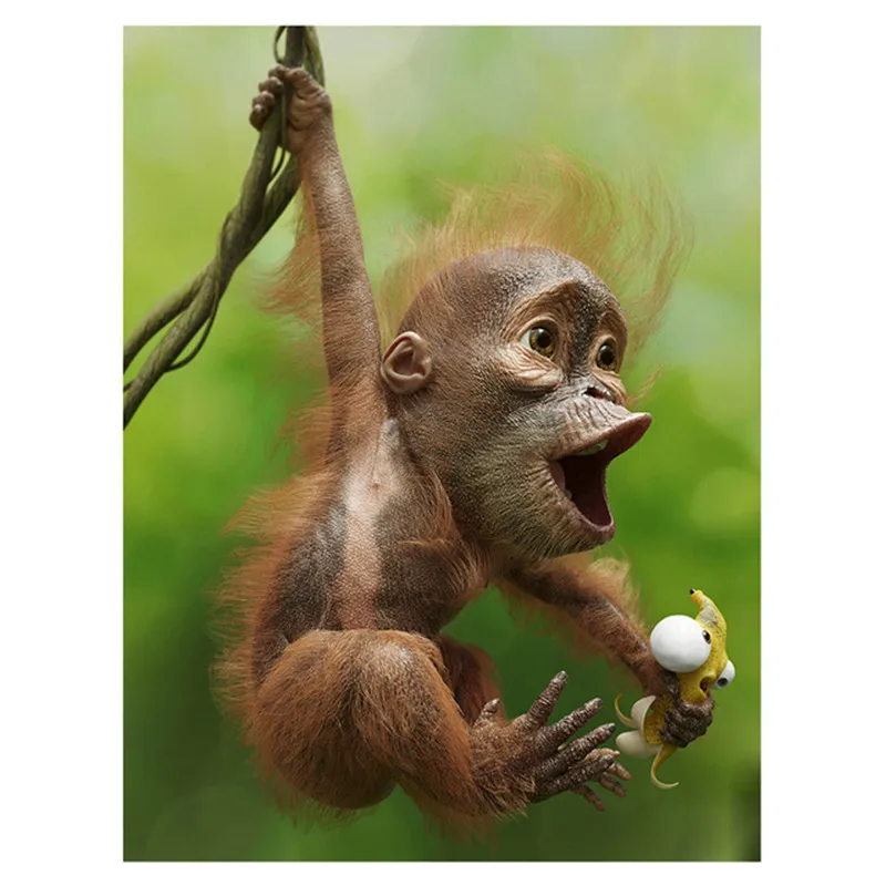 

5D diy diamond painting animal monkey pictures rhinestones Square cross stitch needlework home decorative relative gifts ST662
